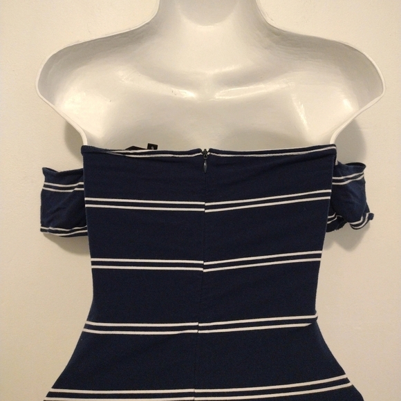 Olivaceous - Striped Off Shoulder Mini Dress - Picture 9 of 14